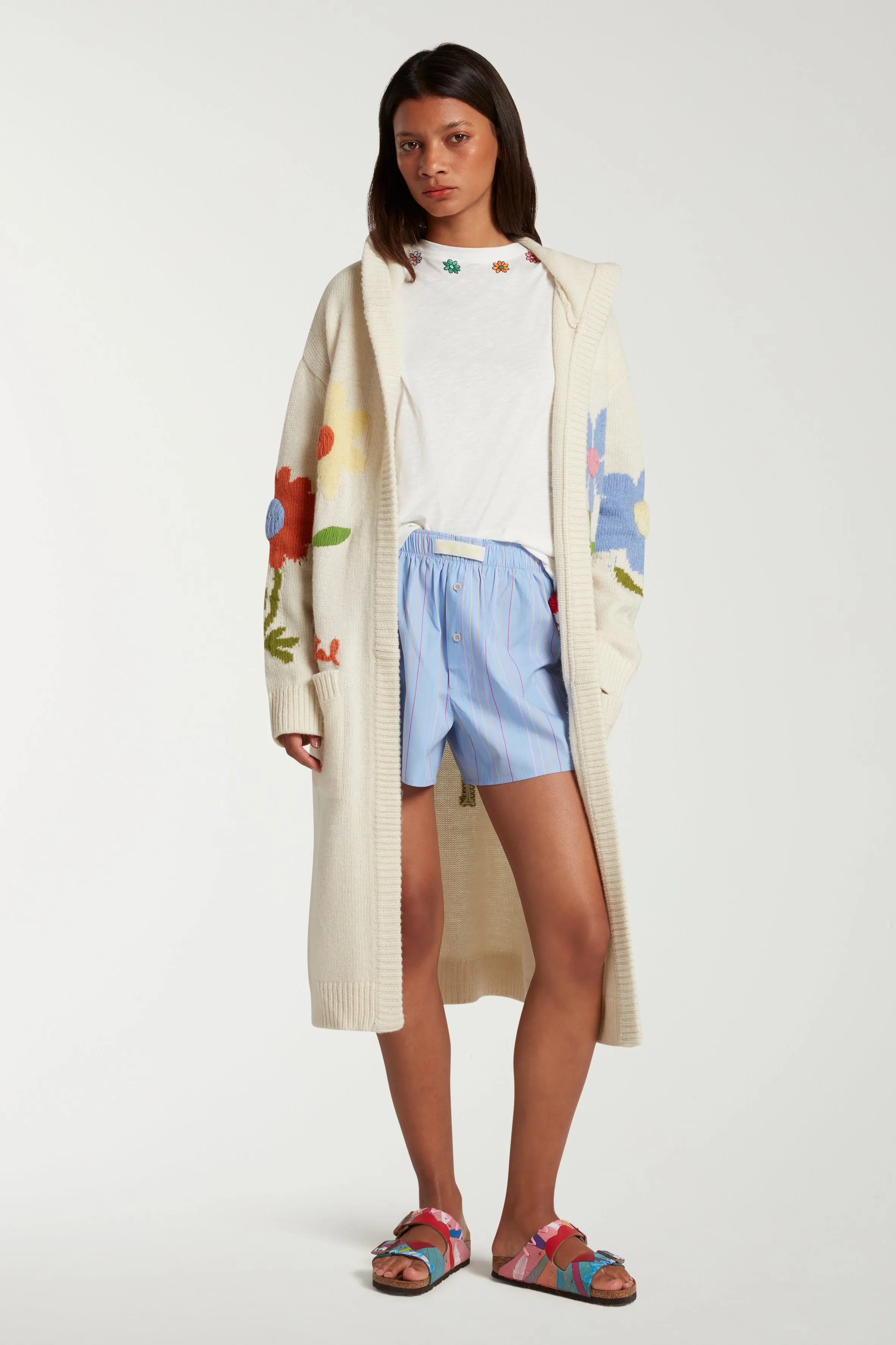 Embroidered Floral Long Cardigan