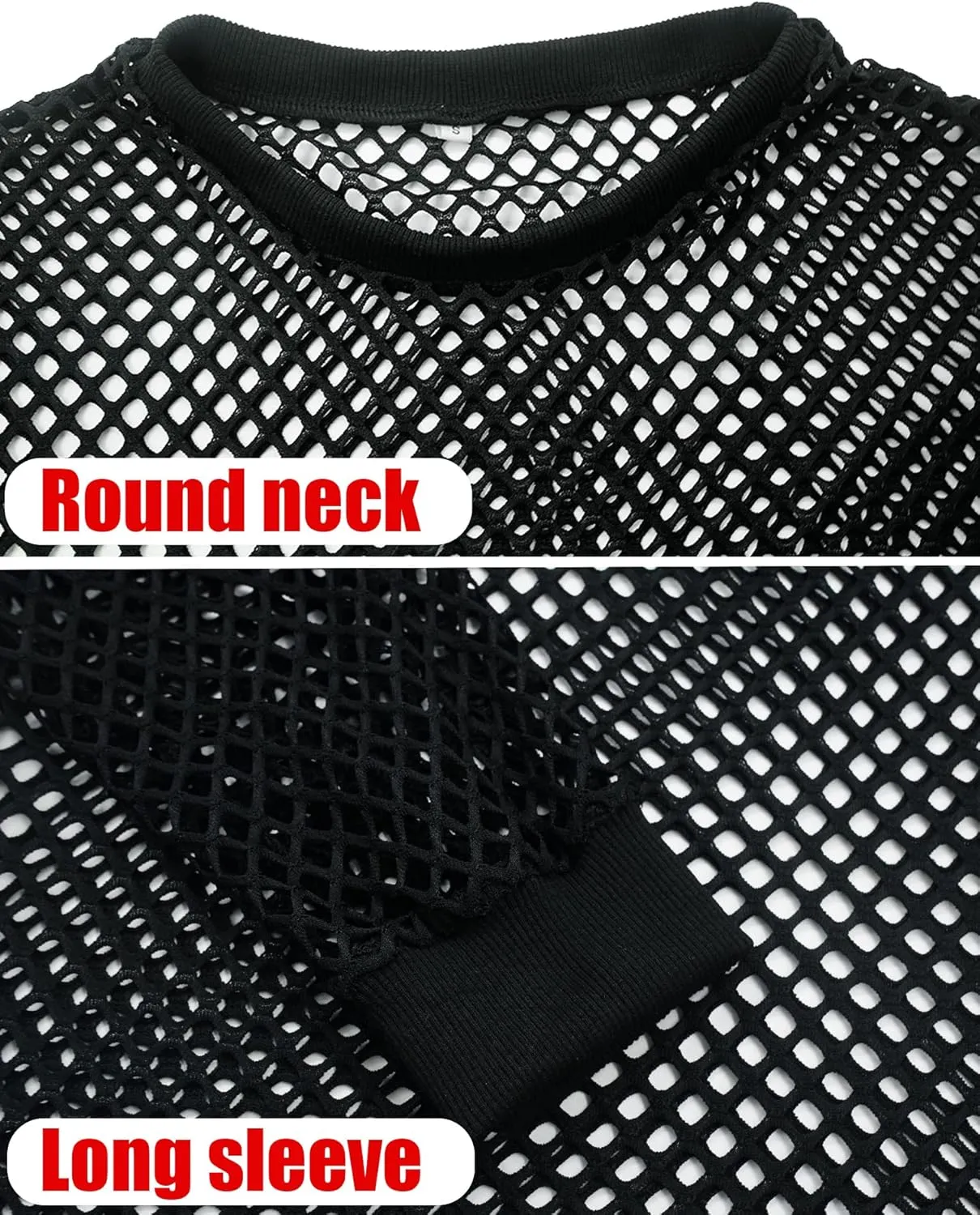 FEOYA Mens Mesh See Through Shirts Sheer Transparent Club Party Casual Top Undershirts