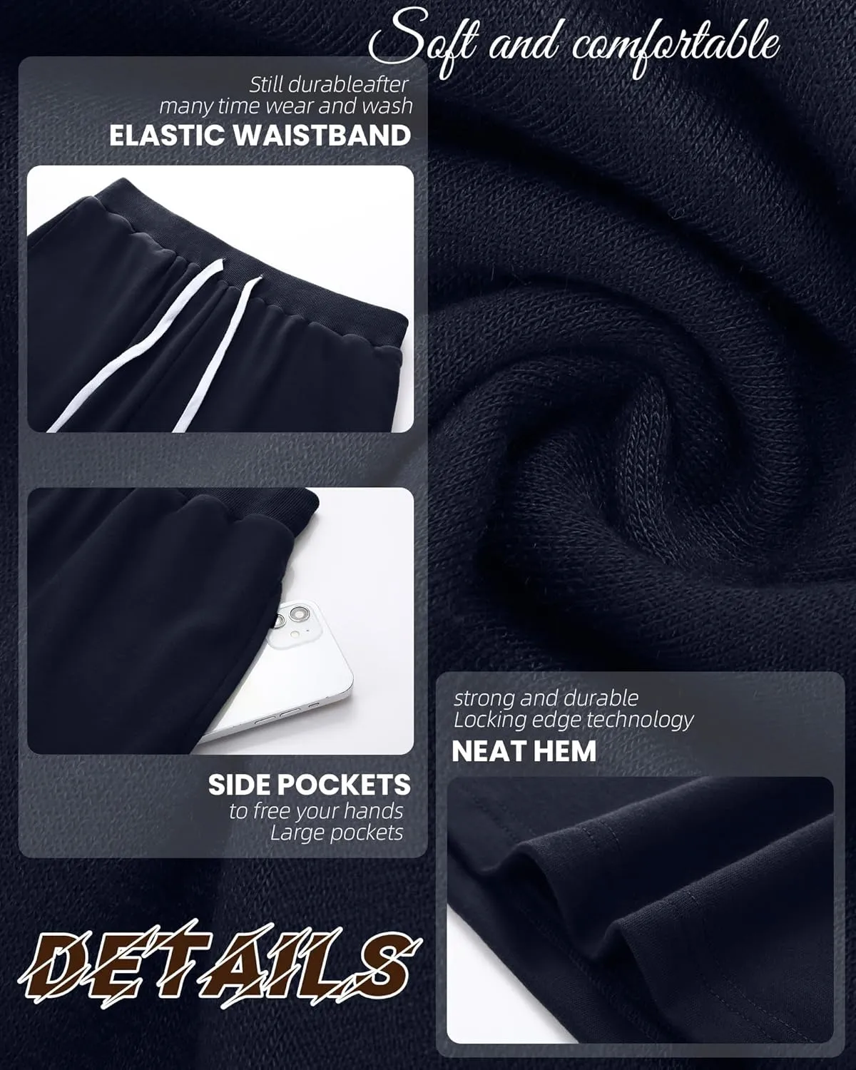 Ficerd 3 Pack Big and Tall Men's Sweat Shorts 9'' Plus Size Bermuda Drawstring Elastic Waist Shorts with 3 Pocket