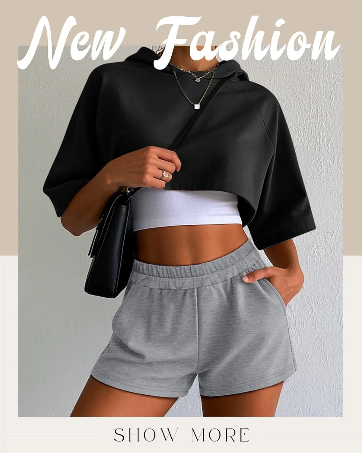 Ficerd 3 Pack Women's Sweat Shorts, Elastic High Waist Casual Summer Lounge Cotton Comfy Athletic Shorts with Pockets