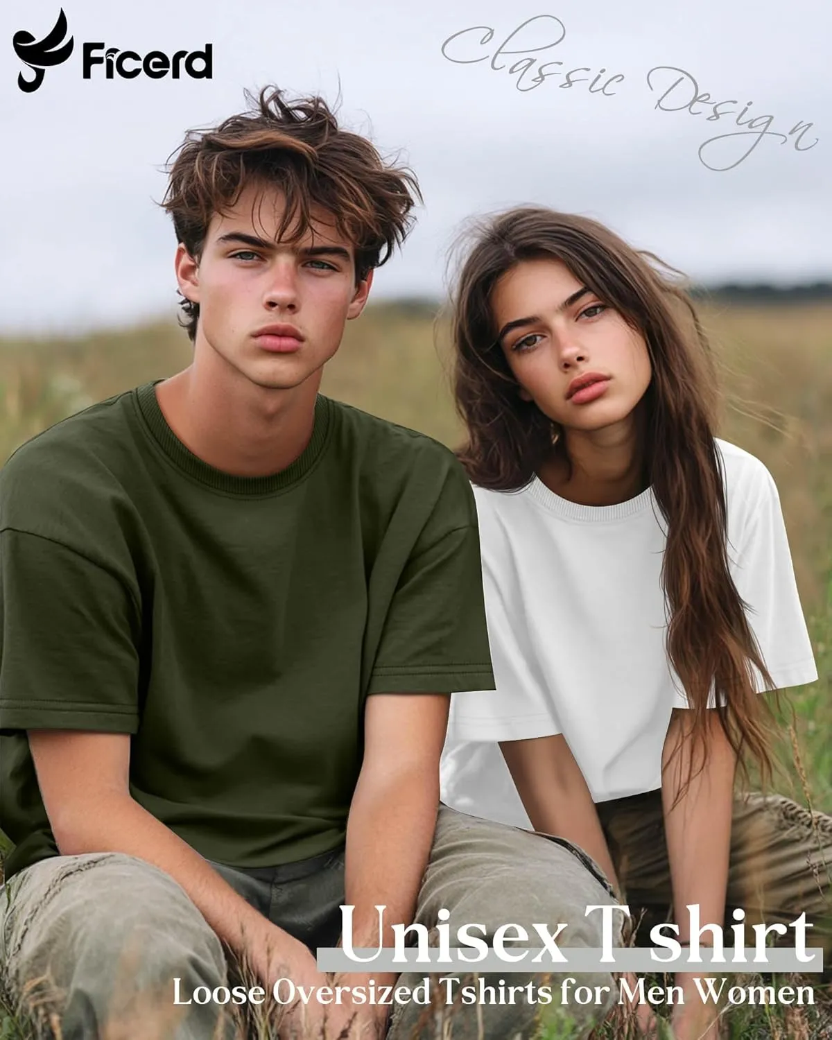 Ficerd 6 Pack Men's Big and Tall Shirts Short Sleeve Cotton Tee Summer Crew Neck Oversize Top Loose Fit Shirt Multipack