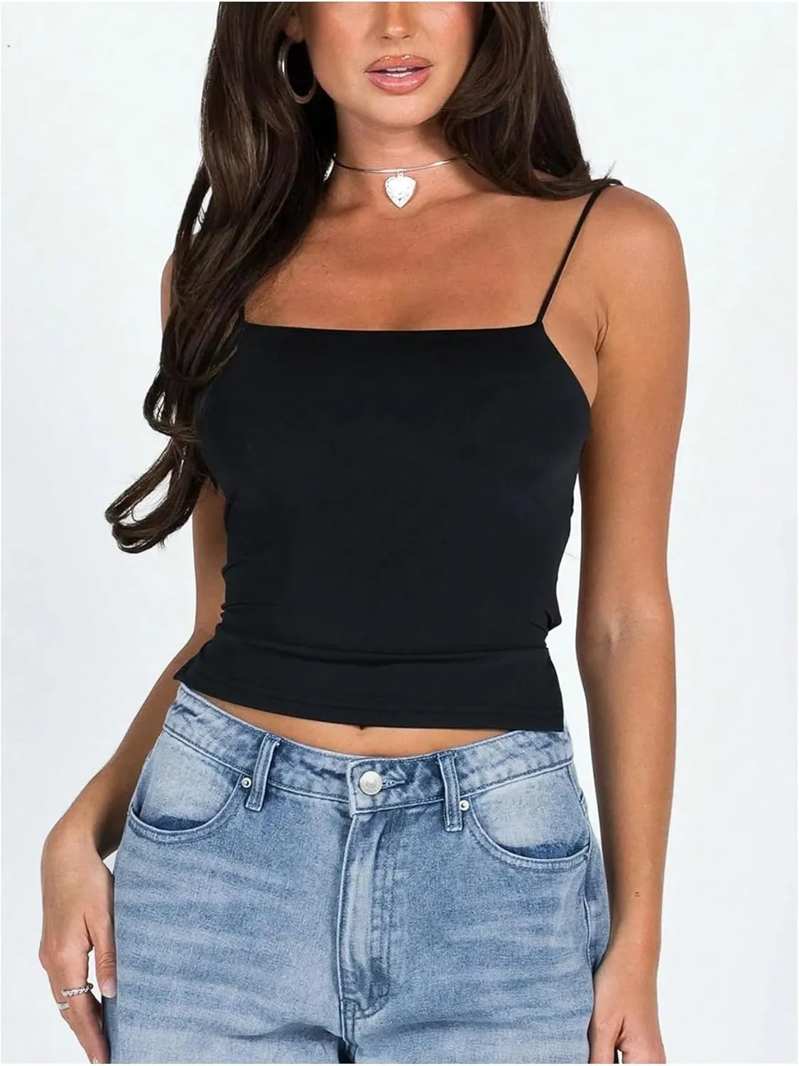 Floerns Women's Y2k Lace Up Backless Camisole Spaghetti Strap Street Cami Tank Top