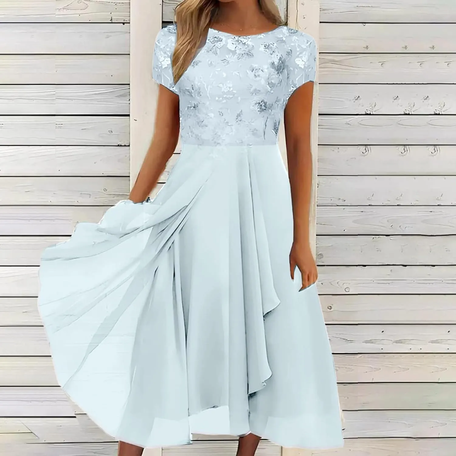 Flowy Lace Chiffon Dress Elegant Formal Evening Party Wedding Mother of The Bride Dresses for Women 2025