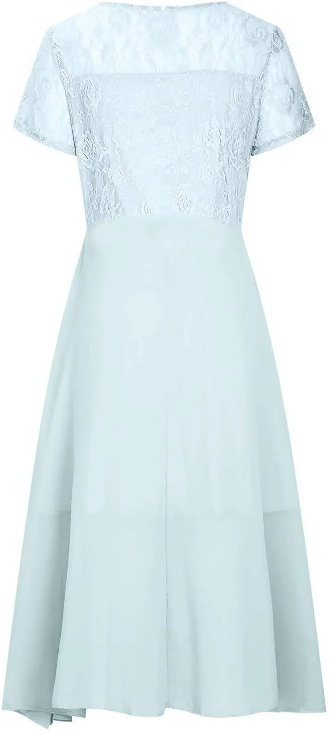 Flowy Lace Chiffon Dress Elegant Formal Evening Party Wedding Mother of The Bride Dresses for Women 2025