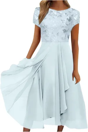 Flowy Lace Chiffon Dress Elegant Formal Evening Party Wedding Mother of The Bride Dresses for Women 2025