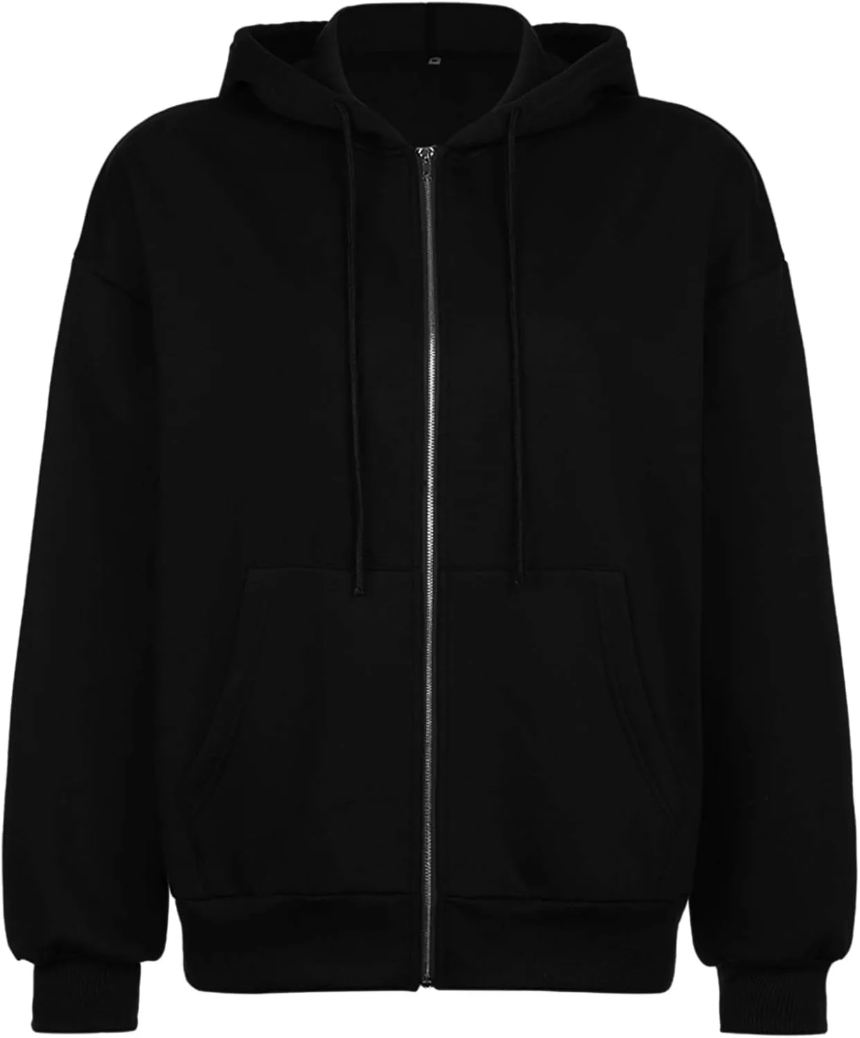 FOMOYUU Women Oversized Zip Up Hoodie Vintage Graphic Print Long Sleeve Hooded Sweatshirt Goth Punk Pullover Jacket Coat