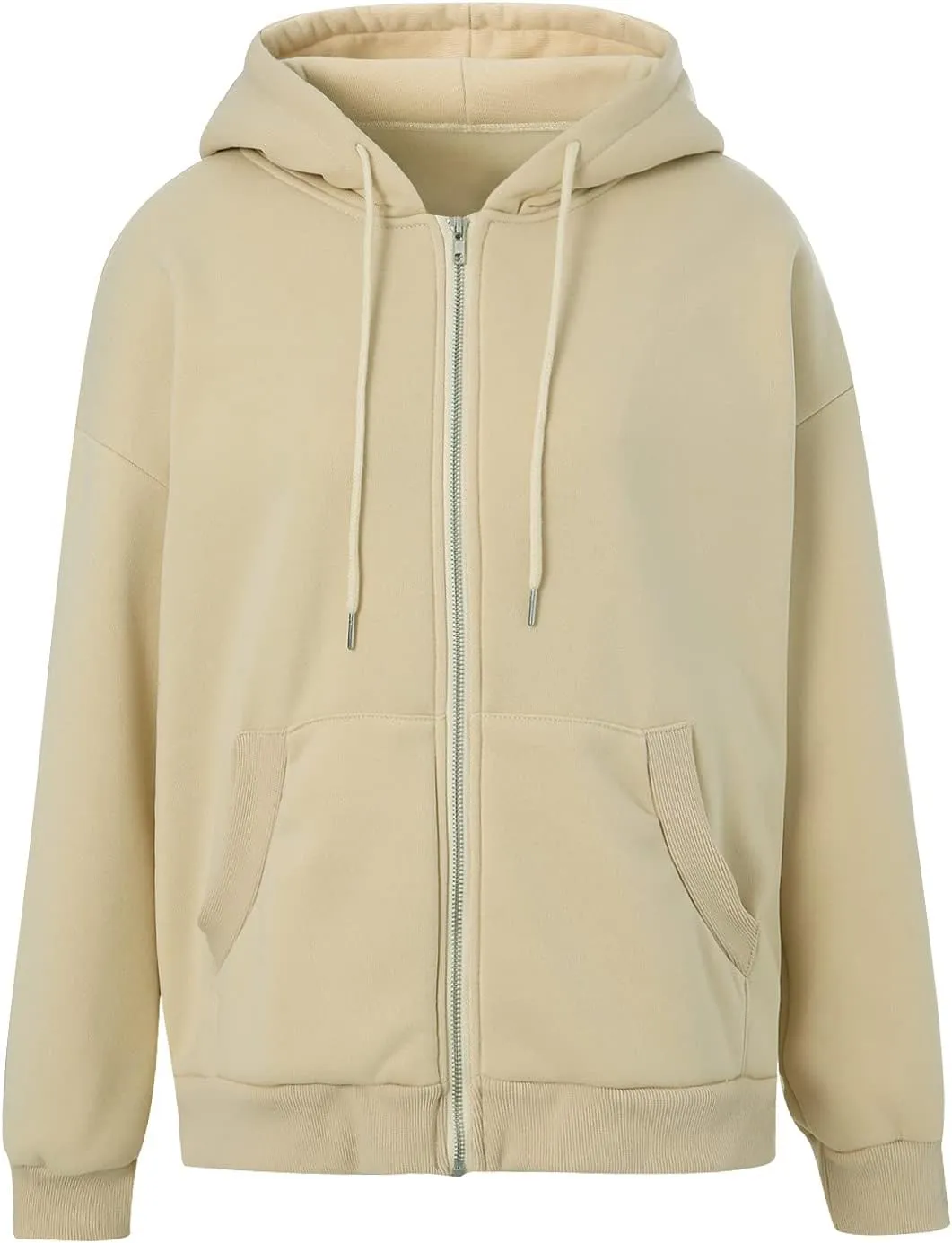 Franhais Womens Zip Up Oversized Hoodies Y2k Long Sleeve Drawstring Vintage Sweatshirts Aesthetic Pullover JacketStreetwear