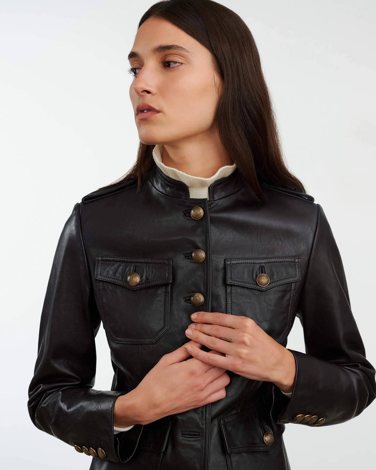 Geraldine Leather Jacket in Black