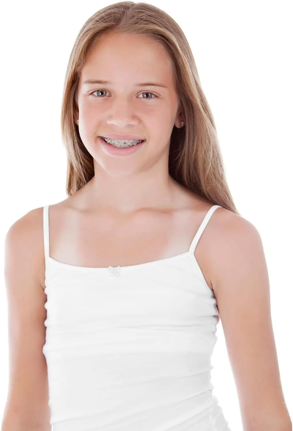 Girls Cotton Undershirt T-Shirt Camisole Tank Top, Multi Pack (Size 2T-14)