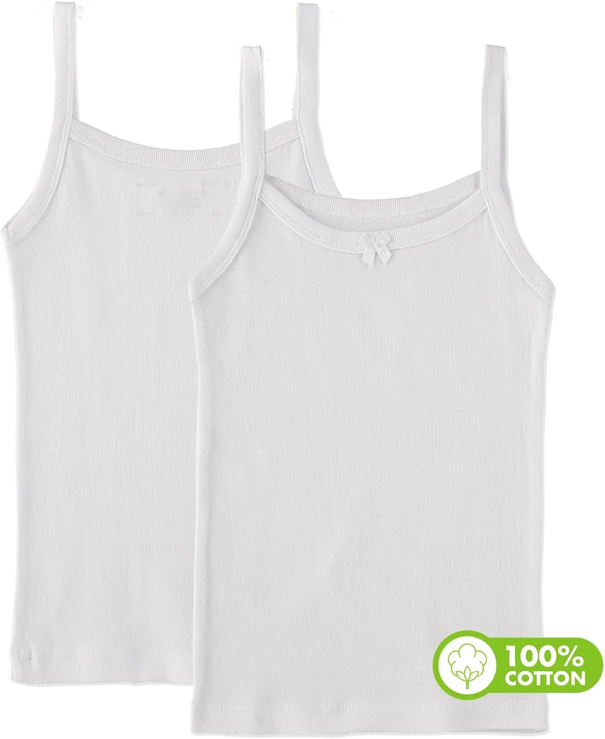 Girls Cotton Undershirt T-Shirt Camisole Tank Top, Multi Pack (Size 2T-14)