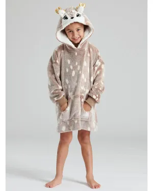 Girls Reindeer Fleece Snuggle Hoodie
