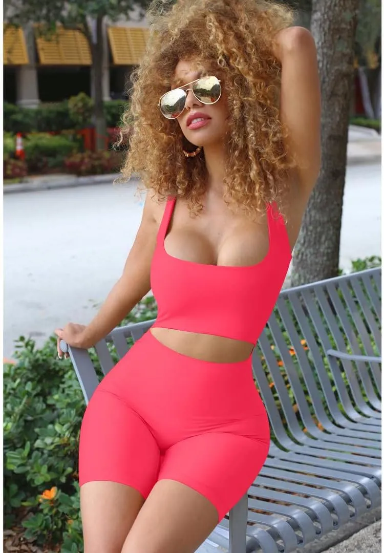 GOBLES Women's Sexy Bodycon Tank Crop Top Shorts Sets Club 2 Piece Outfits