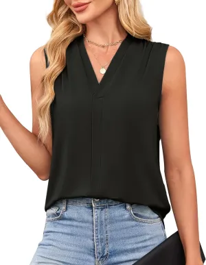 GRACE KARIN Womens Tank Top Summer Pleated Sleeveless Basic Casual Outfits Work Shirts