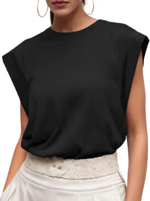 GRECERELLE Women 2025 Cap Sleeve Tops Summer Casual Tee Shirt Loose Crew Neck Basic Tank Trendy Work Vacation Outfits (S-2XL)