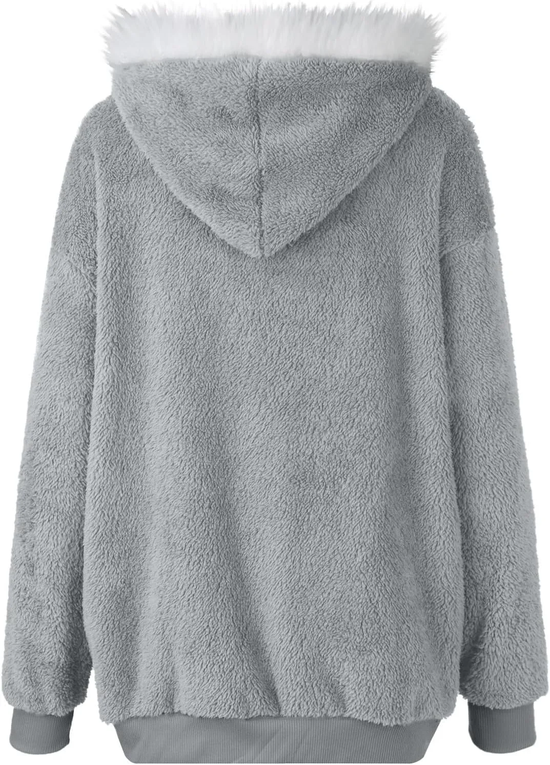 Gumipy Womens Fleece Zip Up Jacket Fuzzy Drawstring Sherpa Jacket Coat with Hood Plus Size Long Sleeve Hoodies with Pockets