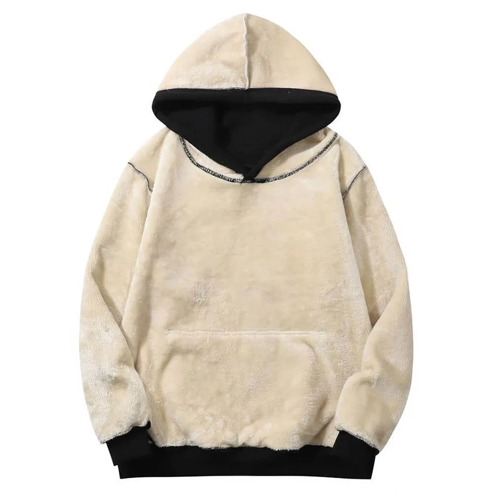 Half Face Skeleton Flower Crew Collar Fleece Sherpa Hoodie