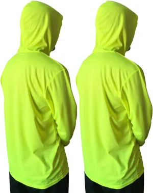 Hi Vis High Visibility T Shirt Long Sleeve Safety Construction Work Shirts with Hood