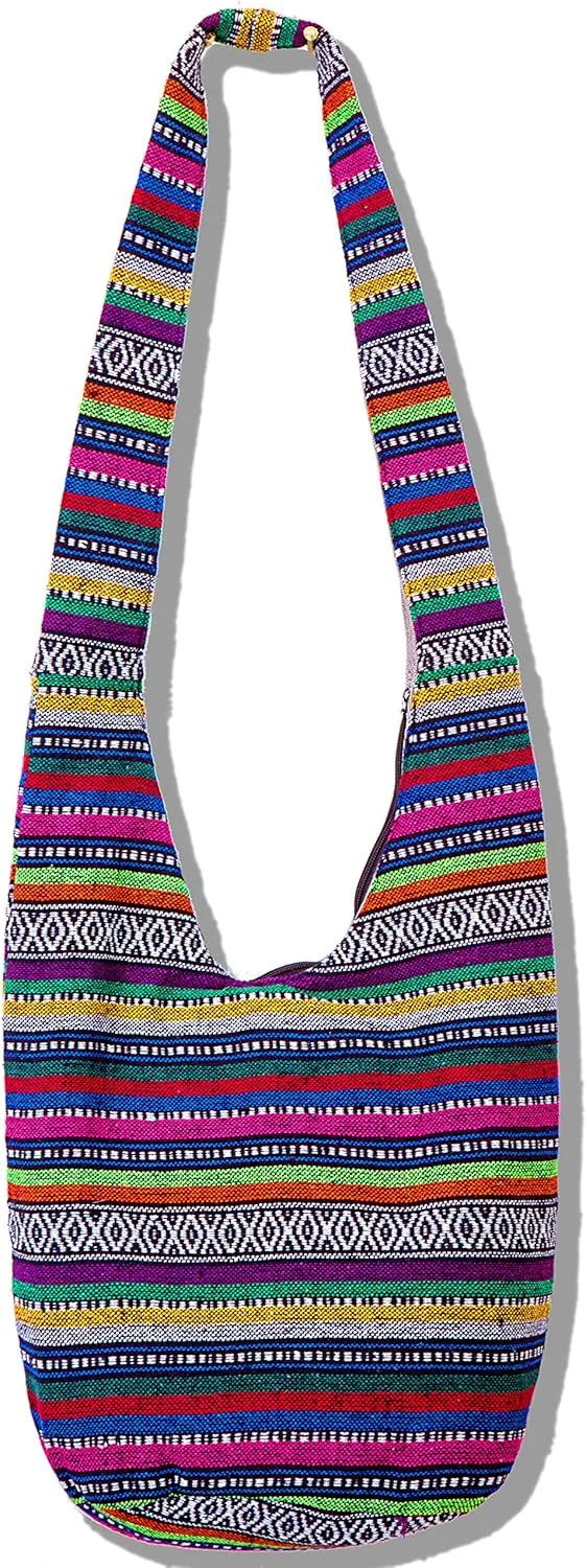 Hippie Crossbody Bag Thai Top Zip Hobo Sling Bag Handmade Hipster Messenger Bag