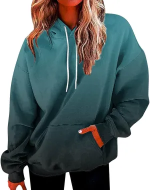 Hoodies for Women Long Sleeve Oversized Sweatshirts 2024 Trendy Drawstring Pullover with Pockets Preppy Fall Clothes