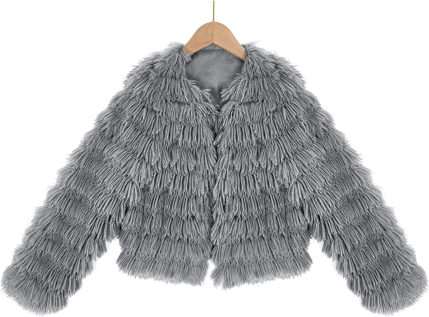 Inorin Girls Open Front Cardigan Faux Fur Coat Warm Fuzzy Trendy Winter Vintage Parka Shaggy Party Outerwear Jackets Tops