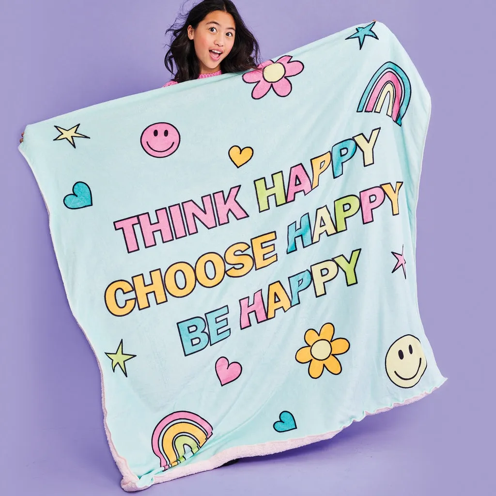 Iscream Be Happy Sherpa Blanket