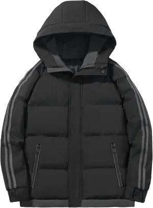 JEShifangjiusu Men's Puffer Jacket Waterproof Winter Parka Jacket Warm Thicken Ski Coat Thicken Padded Cotton Coat with Hood