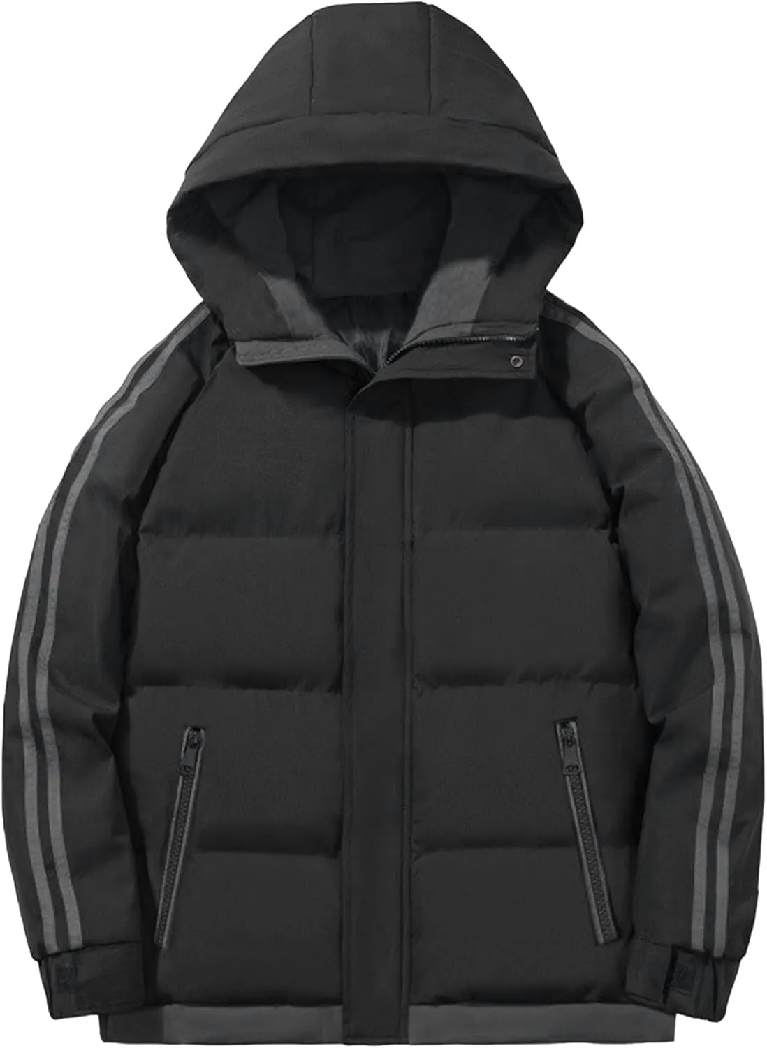 JEShifangjiusu Men's Puffer Jacket Waterproof Winter Parka Jacket Warm Thicken Ski Coat Thicken Padded Cotton Coat with Hood