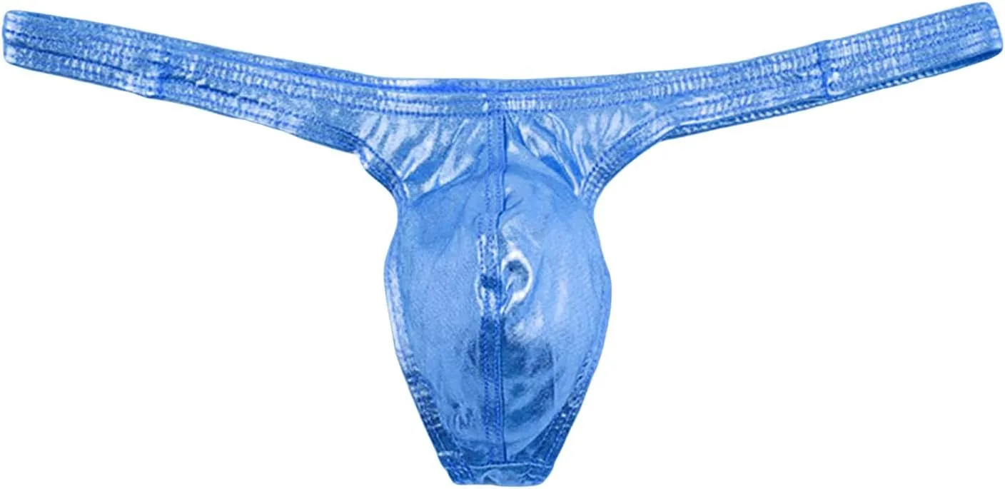 JEsilunmaMY Mens Shiny Leather Thongs Low Rise U Convex Pouch G-String Underwear Stretch T-Back Bikini Briefs Under Panties