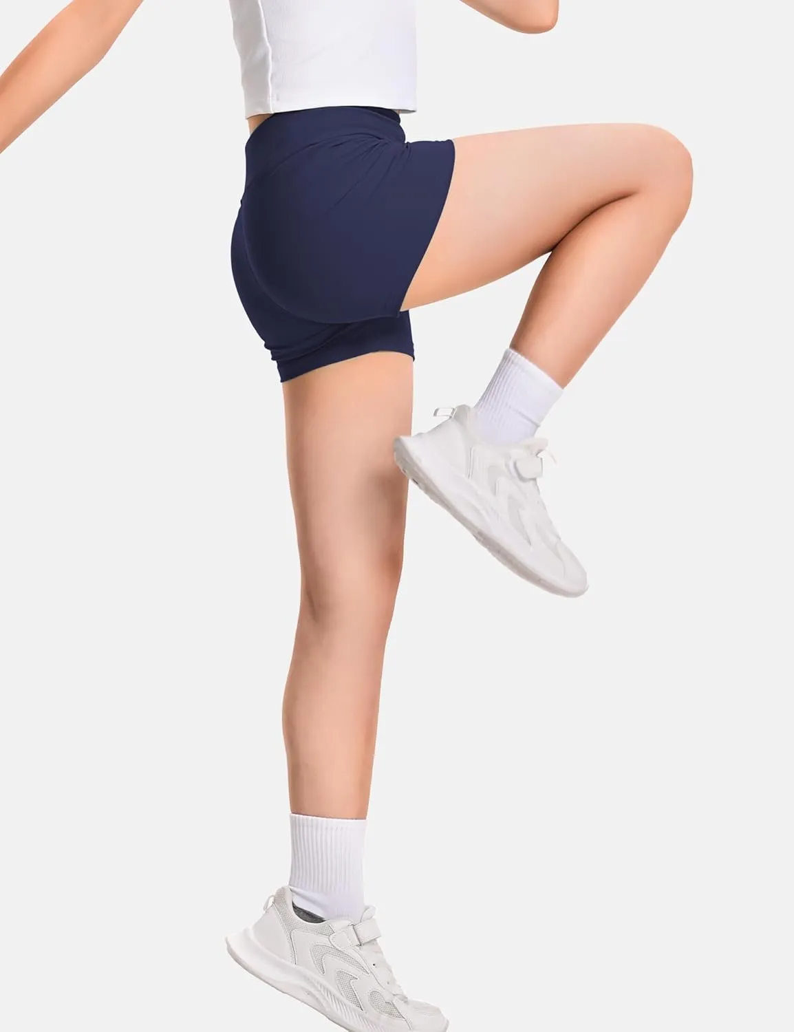 JOCMIC 3 Pack Girls Athletic Shorts Dance Gymnastics Yoga Running for Kids 4-12 Years