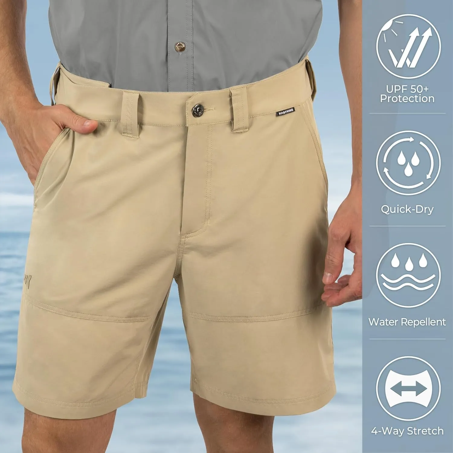 KastKing Cool Caster Men's Fishing Shorts, UPF 50  Hiking Shorts, 10.5 and 7.5 Available, Water Repellent, 4-Way Stretch