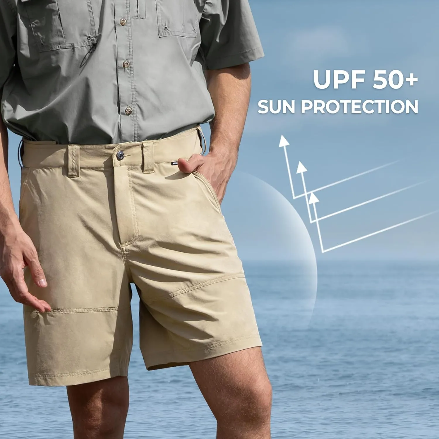 KastKing Cool Caster Men's Fishing Shorts, UPF 50  Hiking Shorts, 10.5 and 7.5 Available, Water Repellent, 4-Way Stretch