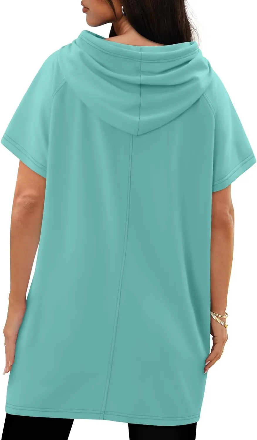 KISSMODA Long Shirts for Women Plus Size Summer Dresses 2025 Pullover Hoodies Short Sleeve Tunic Tops With Pockets