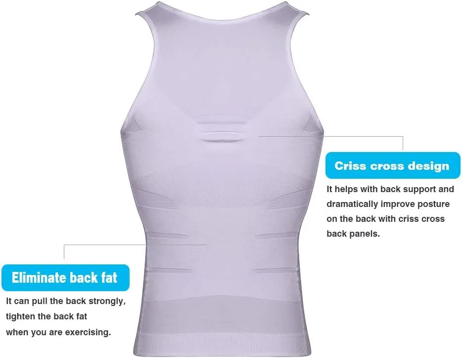 KOCLES Mens Compression Tank Top Slimming Body Shaper Vest Shirts Abs Slim Gym