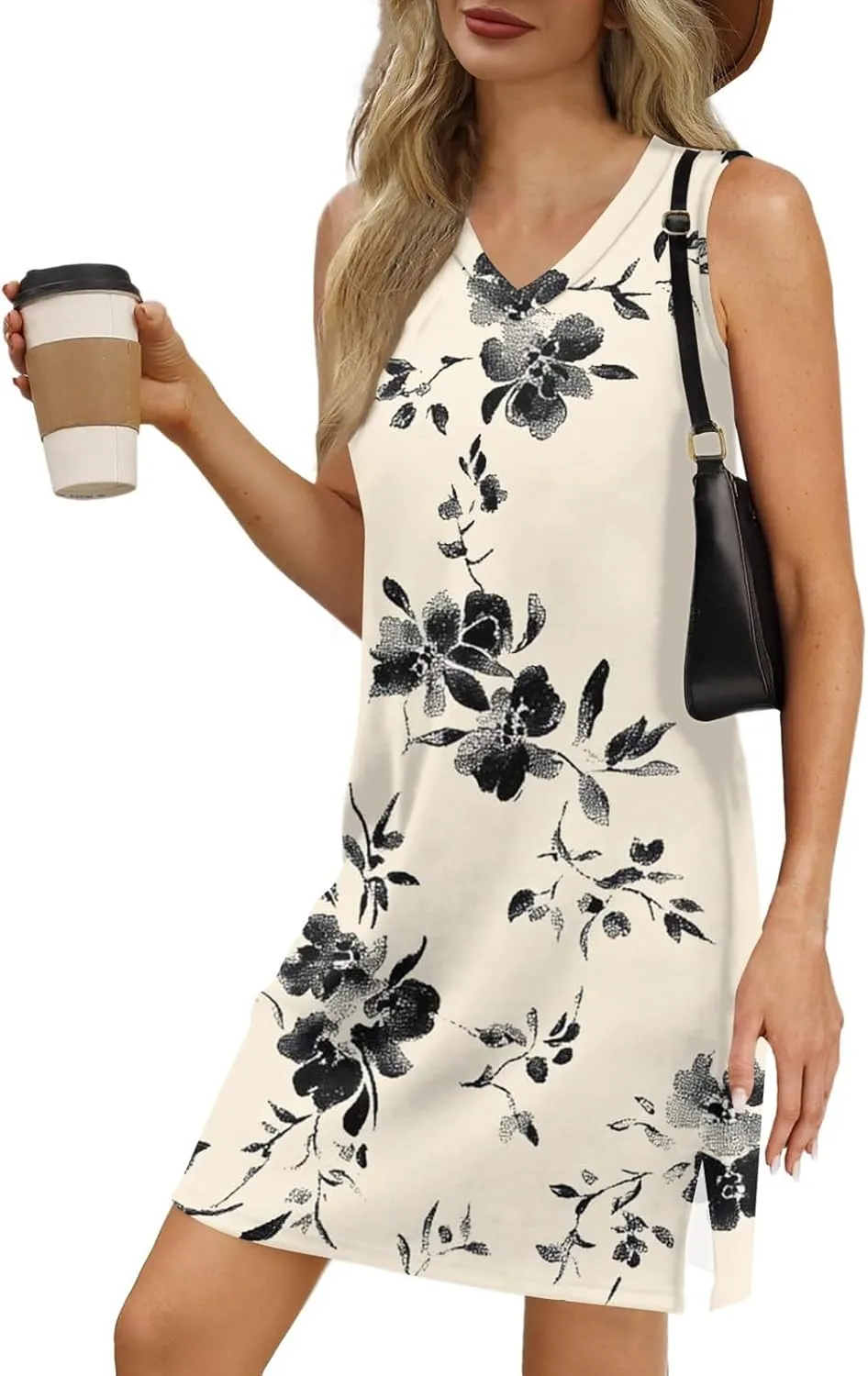 KUIOLYPOER Summer Dresses for Women 2025 Casual V Neck Sleeveless Sundresses Boho Tank Dress Beach Hawaiian Dresses