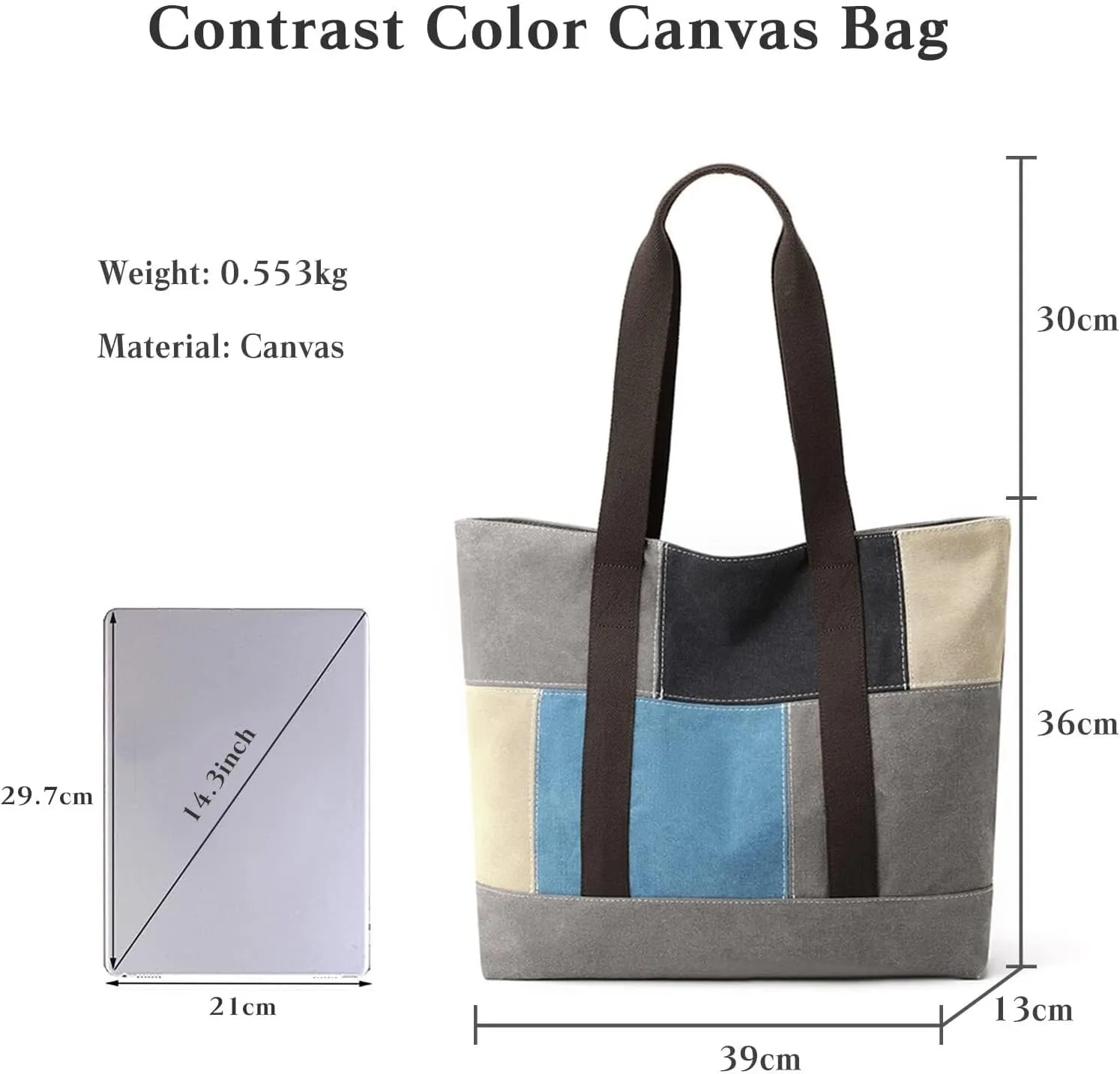 Large Capacity Top Handle Retro Hobo Women's Canvas Handbag Casual Shoulder Patchwork Tote