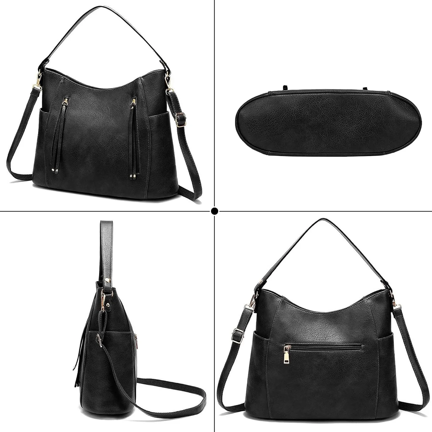 Leather Tote Button Closure Top Handle Purse Hobo Shoulder Square Lattice Purse Handbags