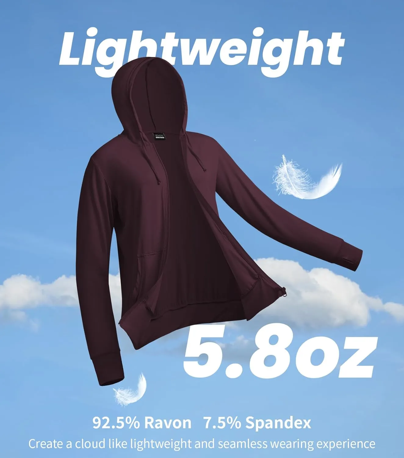 LETAOTAO Womens' Lightweight Zip Up Hoodies Stretch Thin Summer Jackets For Women