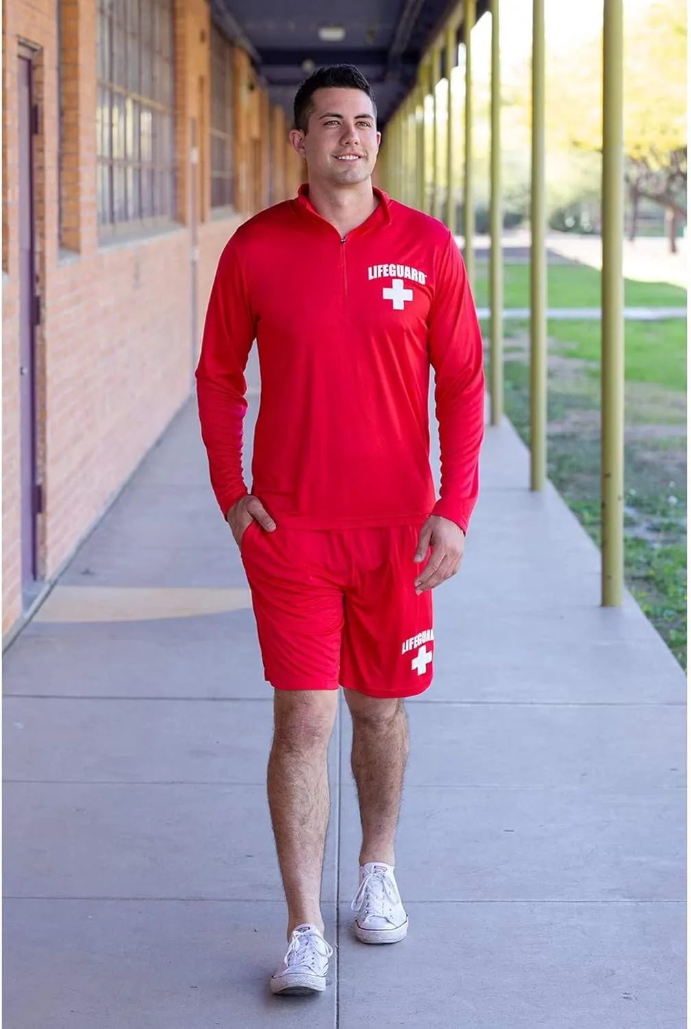 LIFEGUARD Officially Licensed Mens Active Running Performance Shorts Moisture Wicking