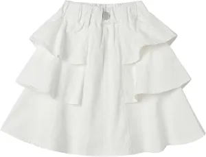 LittleSpring Girls Twill Jean Skirts Cotton Pleated Ruffle Skorts