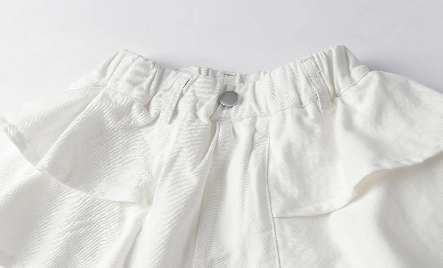 LittleSpring Girls Twill Jean Skirts Cotton Pleated Ruffle Skorts