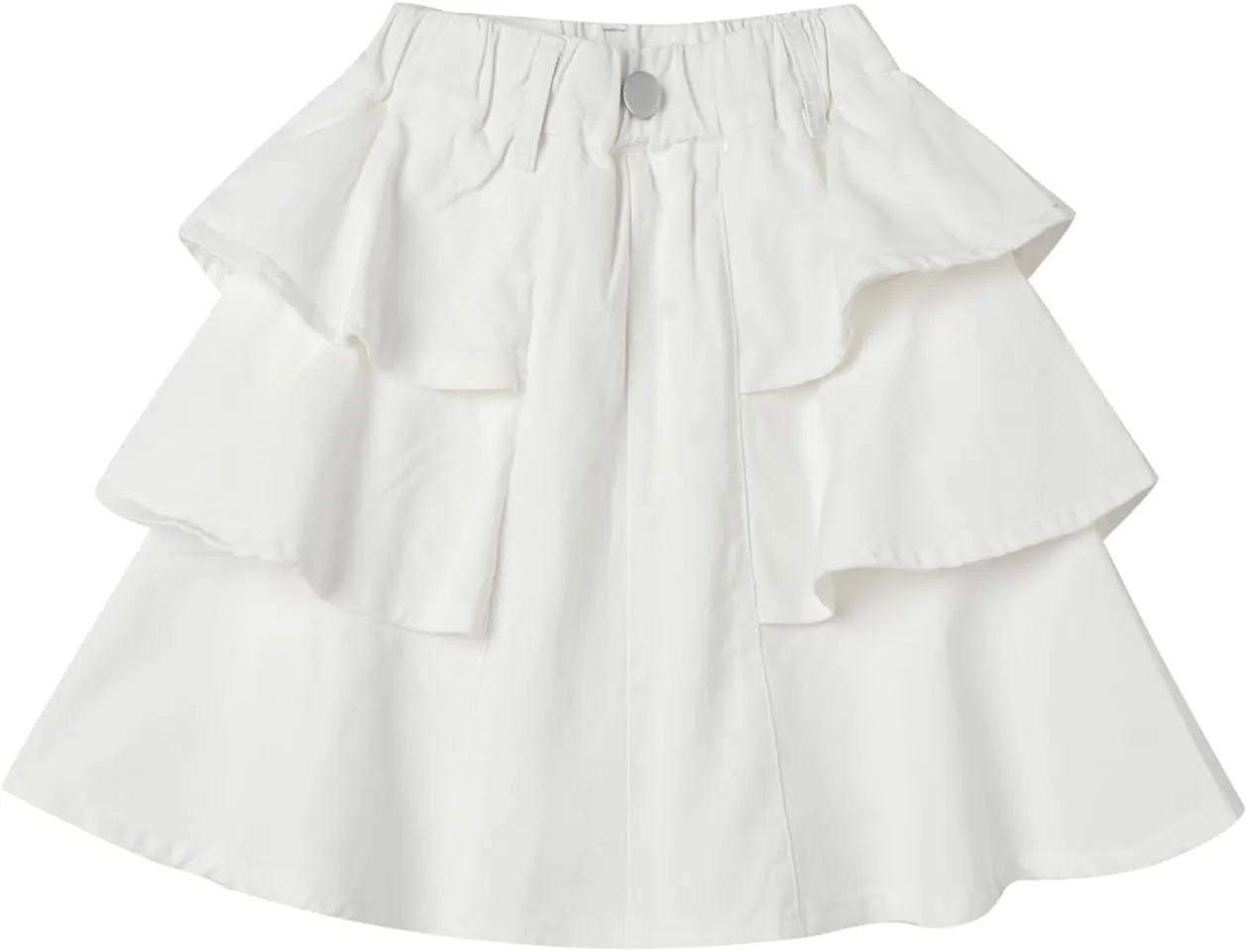 LittleSpring Girls Twill Jean Skirts Cotton Pleated Ruffle Skorts