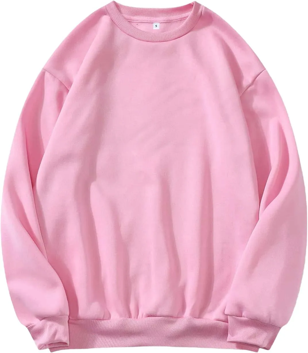 MakeMeChic Women's Casual Cute Oversized Long Sleeve Round Crew Neck Sweatshirt Pullover Top