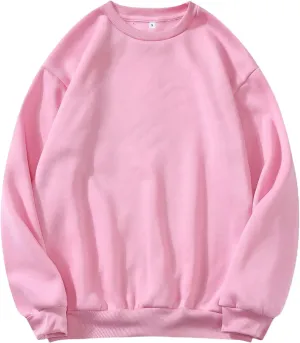MakeMeChic Women's Casual Cute Oversized Long Sleeve Round Crew Neck Sweatshirt Pullover Top