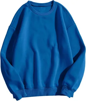 MakeMeChic Women's Casual Cute Oversized Long Sleeve Round Crew Neck Sweatshirt Pullover Top