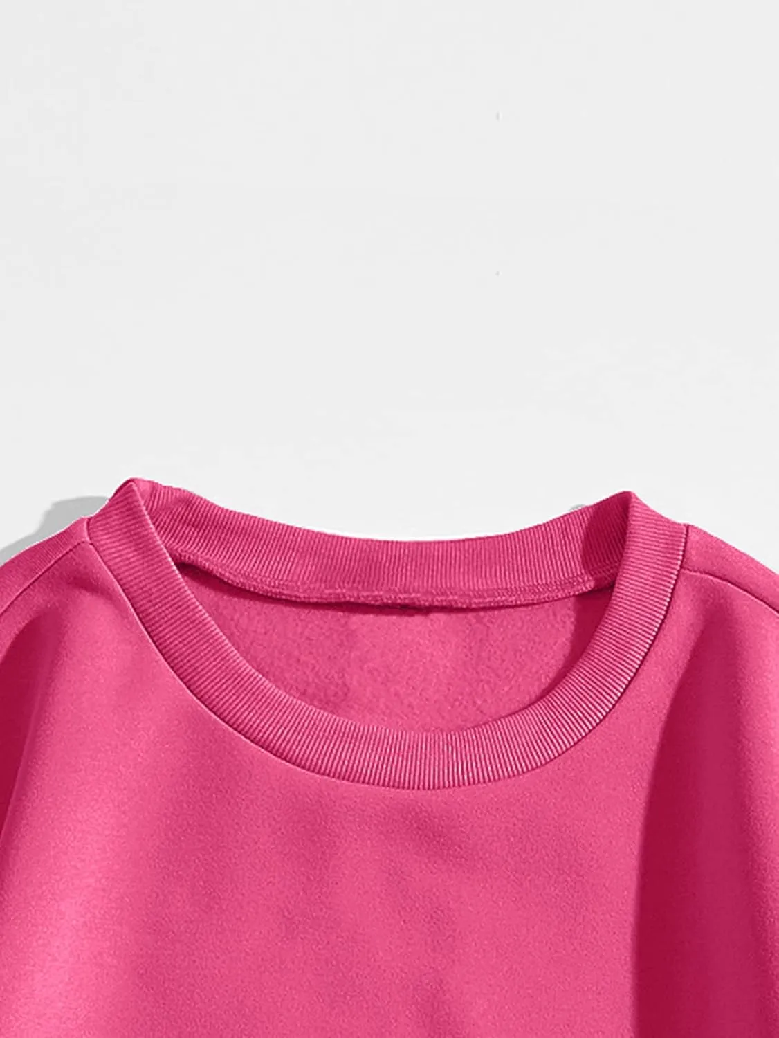 MakeMeChic Women's Casual Cute Oversized Long Sleeve Round Crew Neck Sweatshirt Pullover Top
