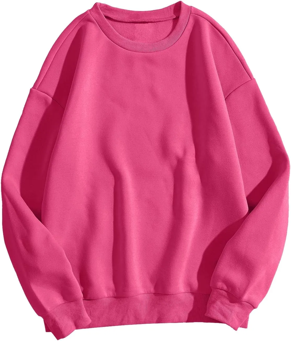 MakeMeChic Women's Casual Cute Oversized Long Sleeve Round Crew Neck Sweatshirt Pullover Top