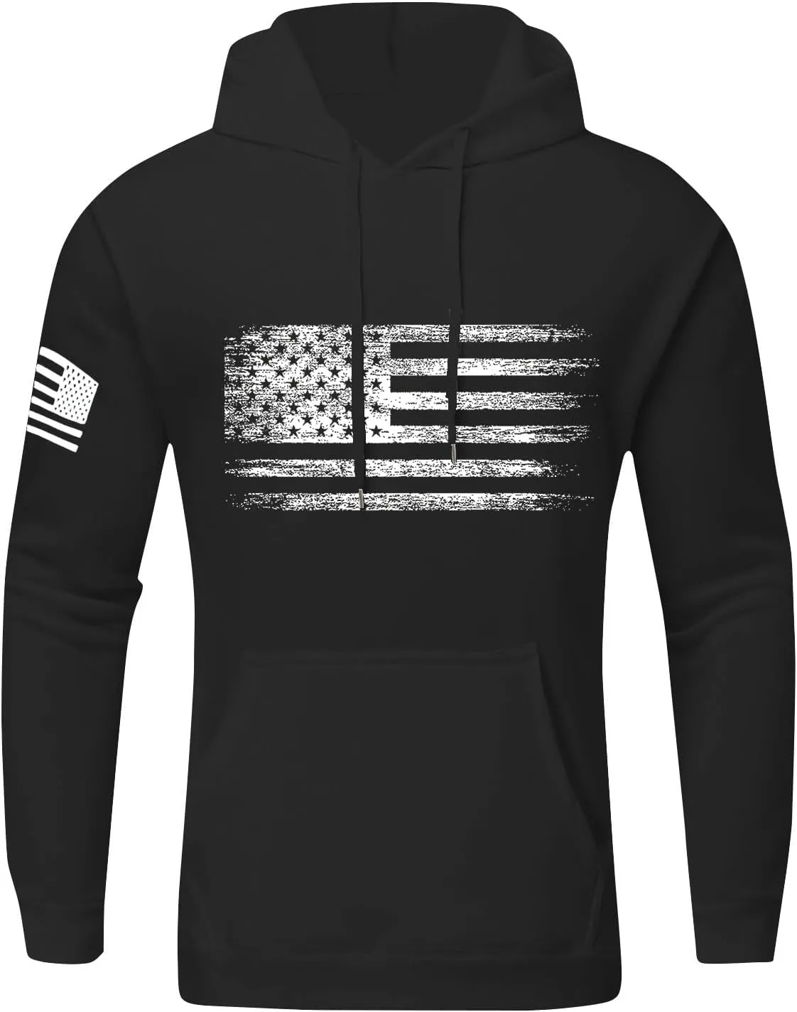 Men Big and Tall Hoodie Long Sleeve USA Flag Graphic Printed Patriotic Hooded Sweatshirt with Pocket