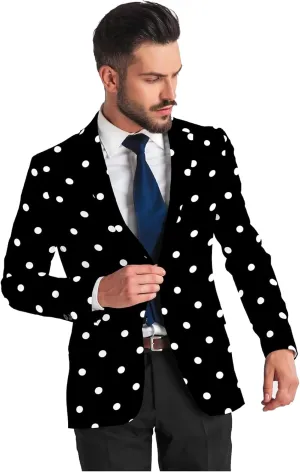 Men's Blazer 2 Button Long Sleeve Printed Regular Fit Suit Jacket Business Lightweight Casual Sport Coat
