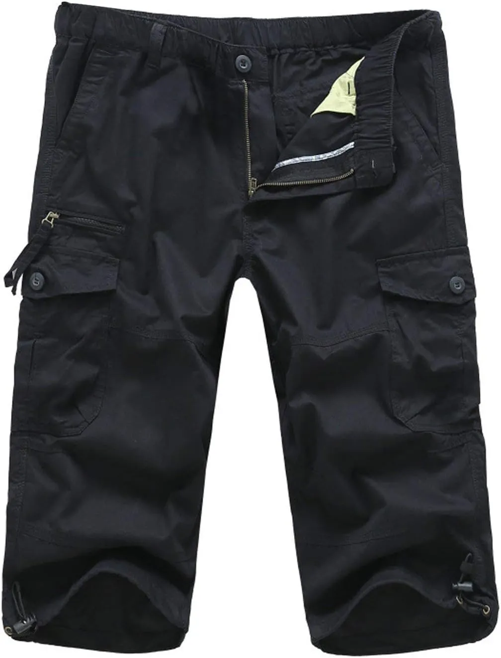 Men's Casual Cargo Shorts 16" Inseam Below Knee Multi Pocket 3/4 Capri Long Shorts Twill Relaxed Fit Pants