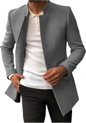 Mens Casual Lightweight Suit Blazer Jackets Stand Collar Lined Sport Coats Business Coats